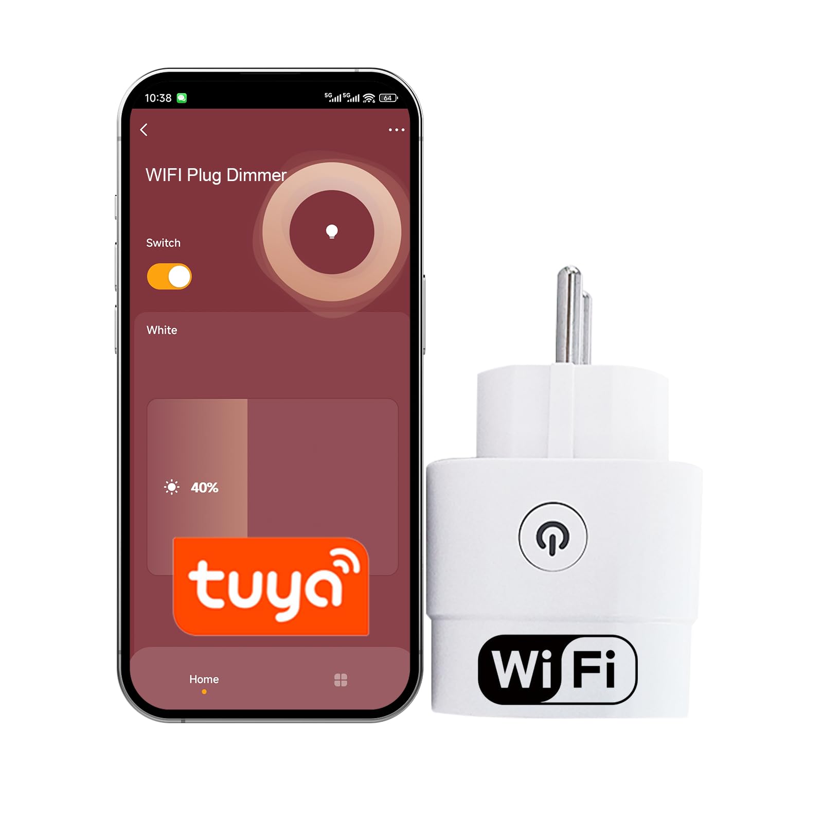 Enchufe inteligente con WiFi, compacto, control de voz y aplicación, compatible con Smart Life, sin concentrador, para bombillas LED regulables