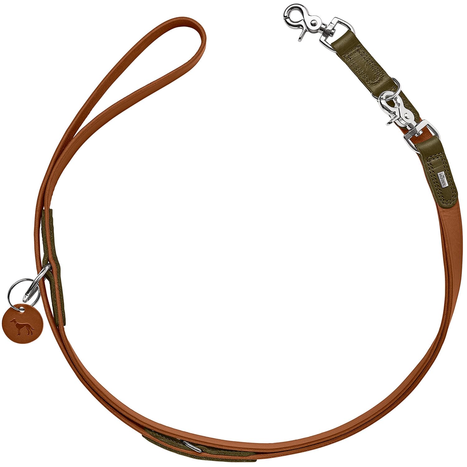 HUNTER Levig - Guinzaglio Regolabile per Cani, in Pelle, 3 Posizioni, Resistente, Confortevole, Elegante e alla Moda, Prodotto in Germania, Dimensioni: 20/200
