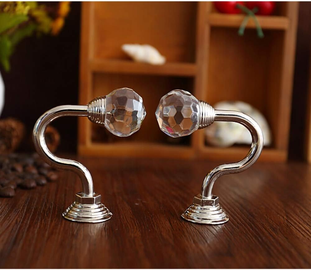 2 Pcs Glass Crystal Balls Deco Metal Curtain Holdbacks - Image 3