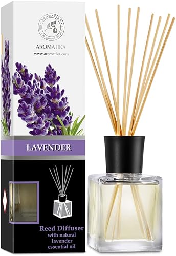 Difusor de varillas con aceite esencial natural de lavanda, 6.8 onzas líquidas, difusor de varillas perfumado, juego de regalo con varillas de