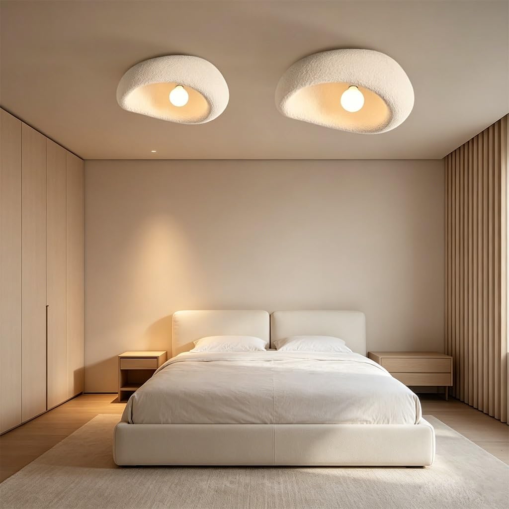 Plafon W Stylu Wabi Sabi O Organicznym Kształcie Kamyka Lampa Sufitowa E27 Lampa Korytarzowa Minimalistyczna O Teksturowanej Fakturze Do Sypialni Kuchni Przedpokoju Hotelu Sklepu Salonu(40CM)