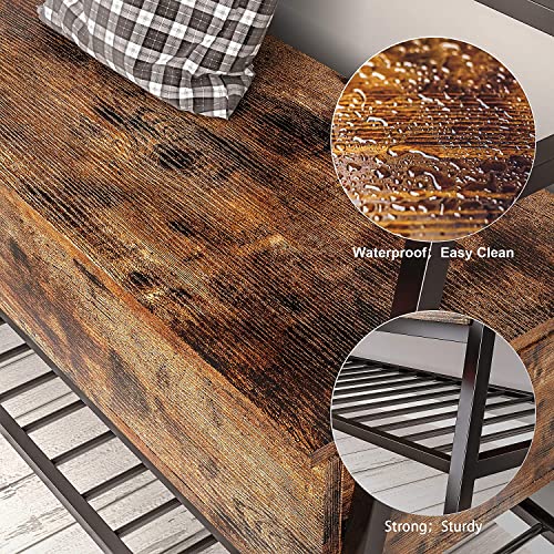 Ironck Storage Bench With Lift Top Box, Entryway Shoe Bench With Shoe Rack, 39.4 In Entry Bench Shoe Organizer For Entryway, Bedroom, Hallway, Industrial, Vintage Brown #TOP4