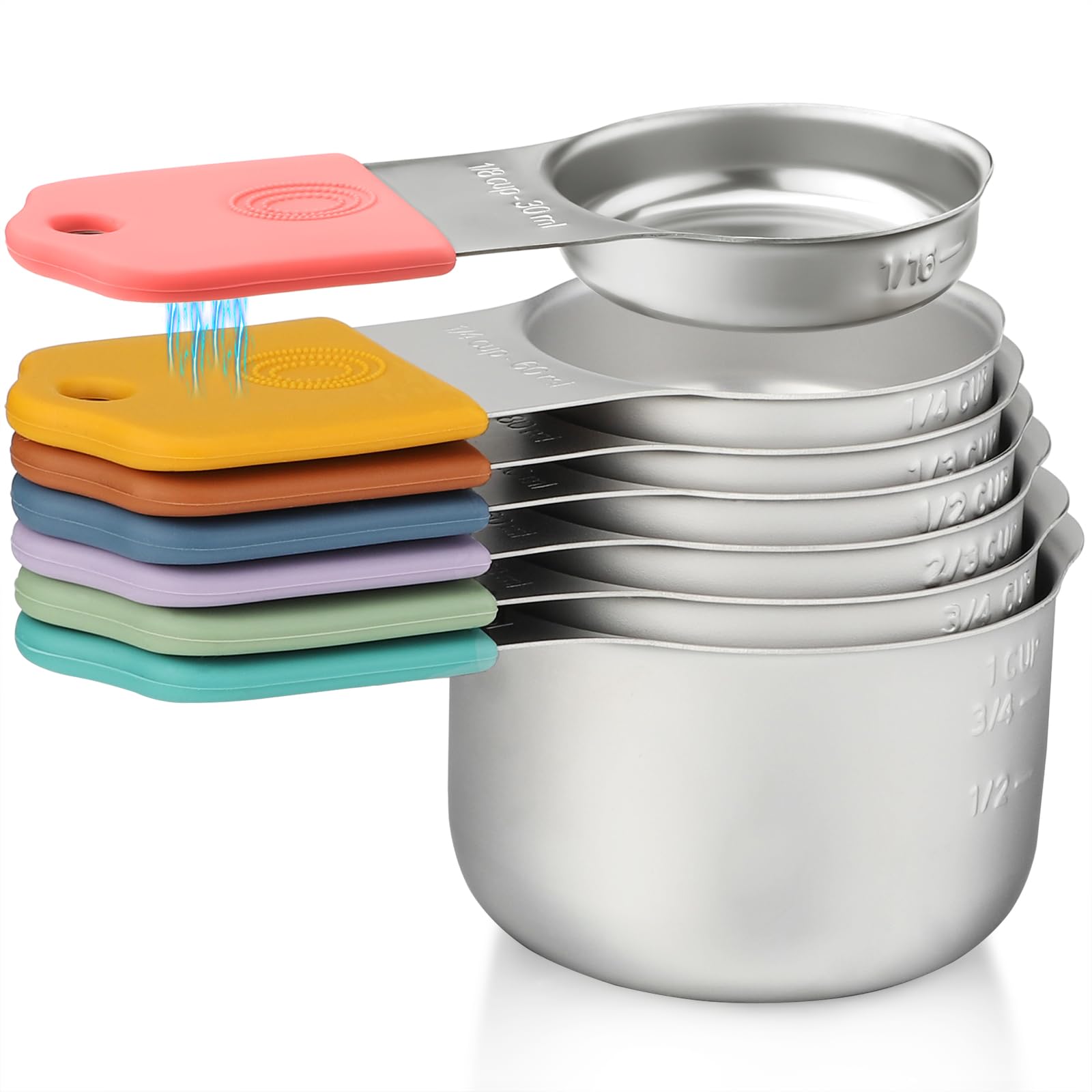 Set di misurini magnetici in acciaio inossidabile impilabile Nesting tazza di misurazione