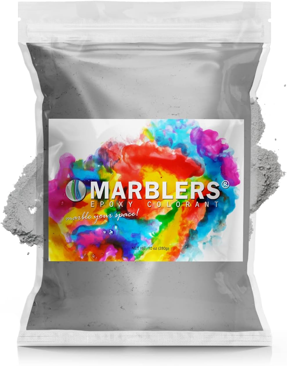 MARBLERS Gray Mica Powder Colorant [Light Gray] 10oz (280g) | Cosmetic | Epoxy Resin Pigment | Dye | Non-Toxic, Vegan, Cruelty-Free | Lip Gloss, Nails, Body Butter | Bath Bomb, Candle & Soap Making