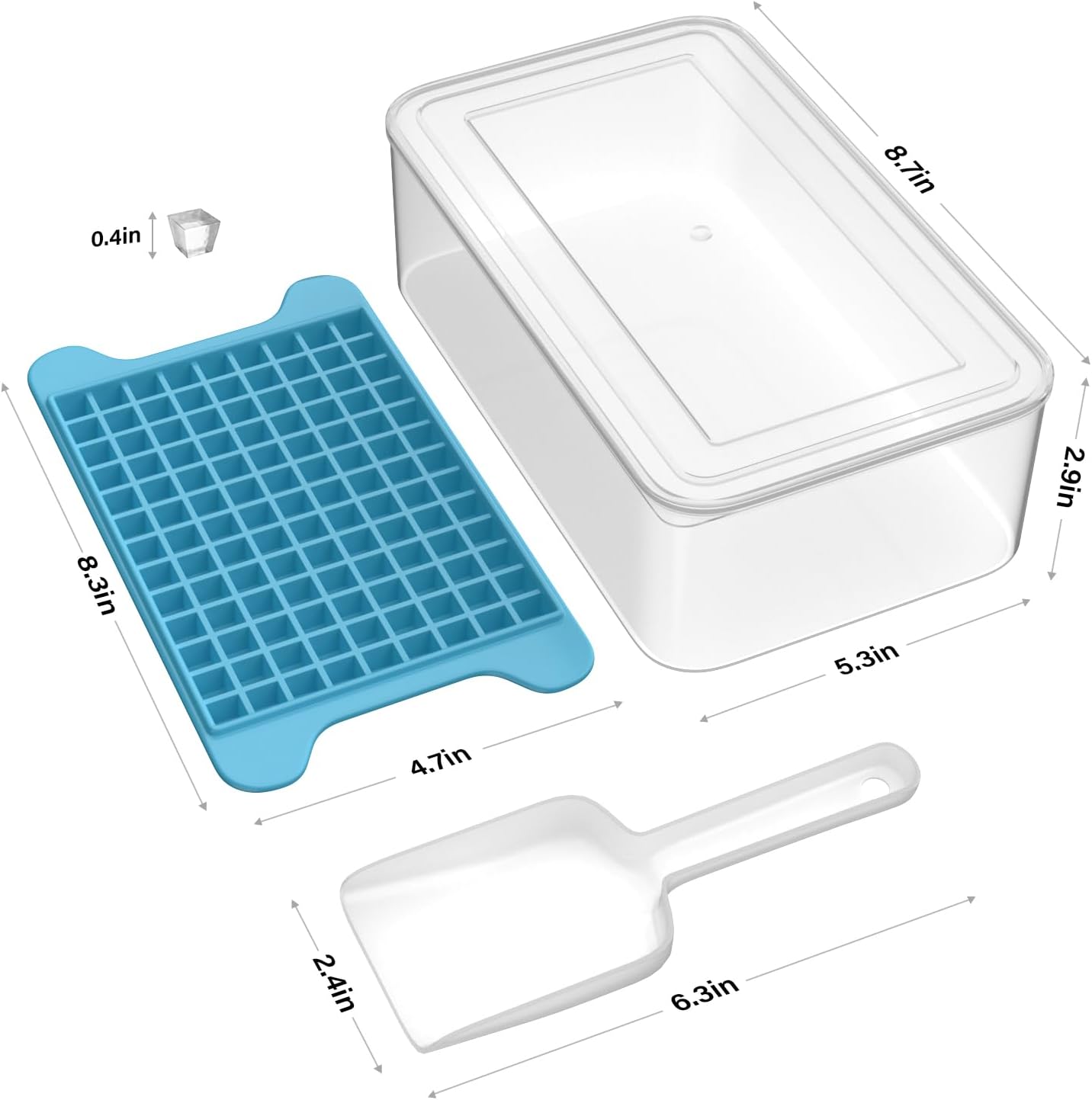 Mini Ice Cube Tray for Freezer: Small Ice Trays for Freezer with Bin - 135×4PCS Easy Release Nugget Ice Tray - Crushed Ice Tray with Ice Container