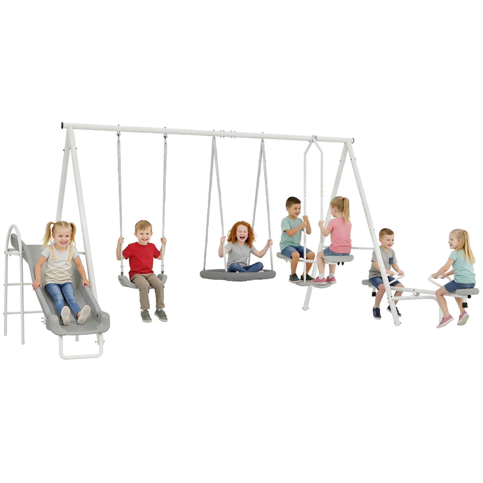 Outsunny 693 lbs Metal Swing Set 5-in-1