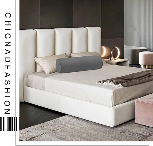 Miniatura 4 de Fundas de almohada cilíndricas para el cuello de 16 x 6 pulgadas con cremallera oculta para decoración del hogar y el cuello, rollo cervical,