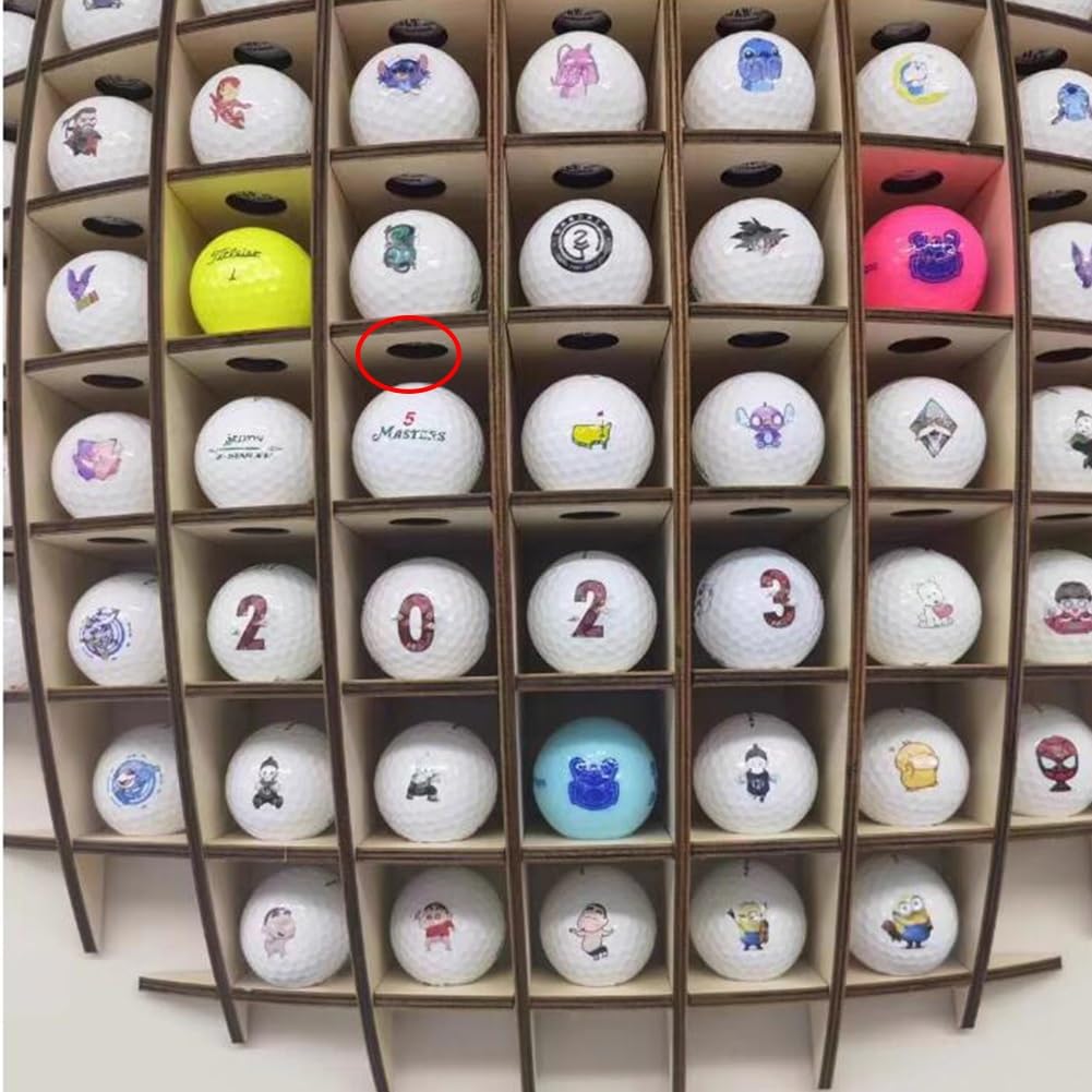 Espositore per palline da golf, in legno, supporto da parete per 78 palline, per appassionati di golf