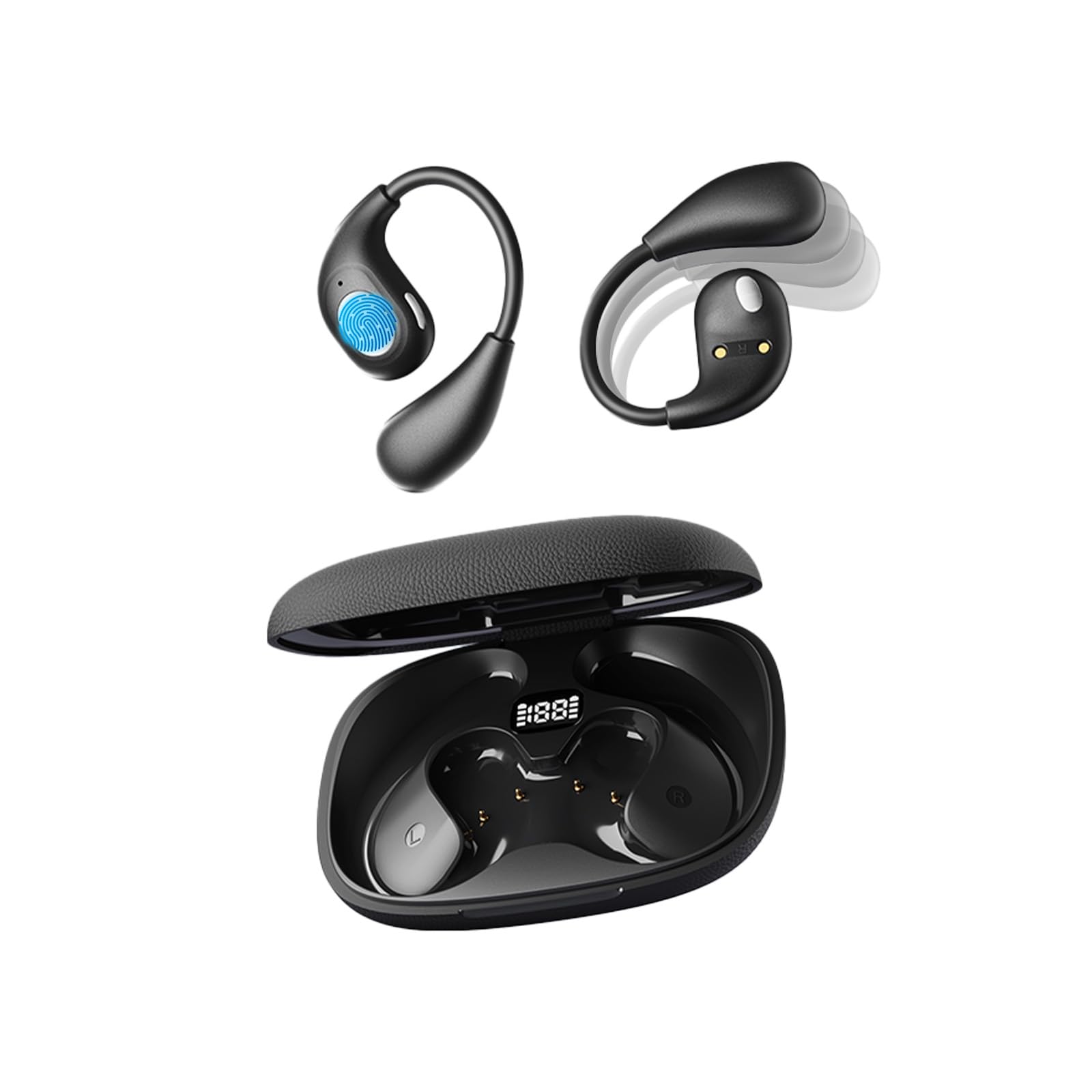 Romilia AI Translation Earbuds Real Time,OWS 3-in-1 Open-Ear Translating Ear Buds,144 Language Translator Earbuds with iOS & Android for Business and Learning - Black