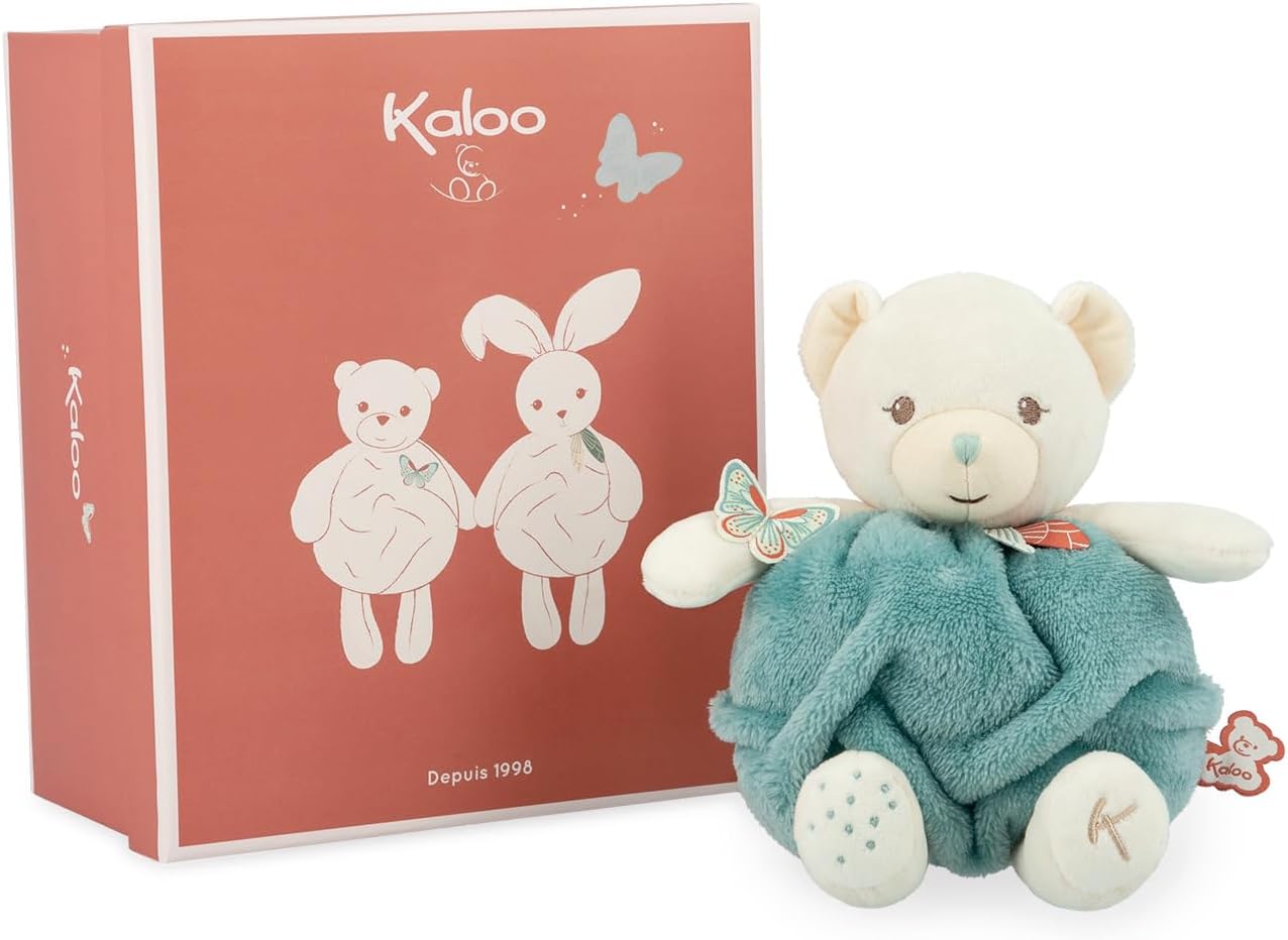 Kaloo - Plume - Bubble of Love Green Bear - 23 cm Cuddly Bear Plush - Small Soft Toy Teddy Bear for Babies - Develops Sense of Touch - Pretty Customisable Gift Box - 0 Months +, K214000