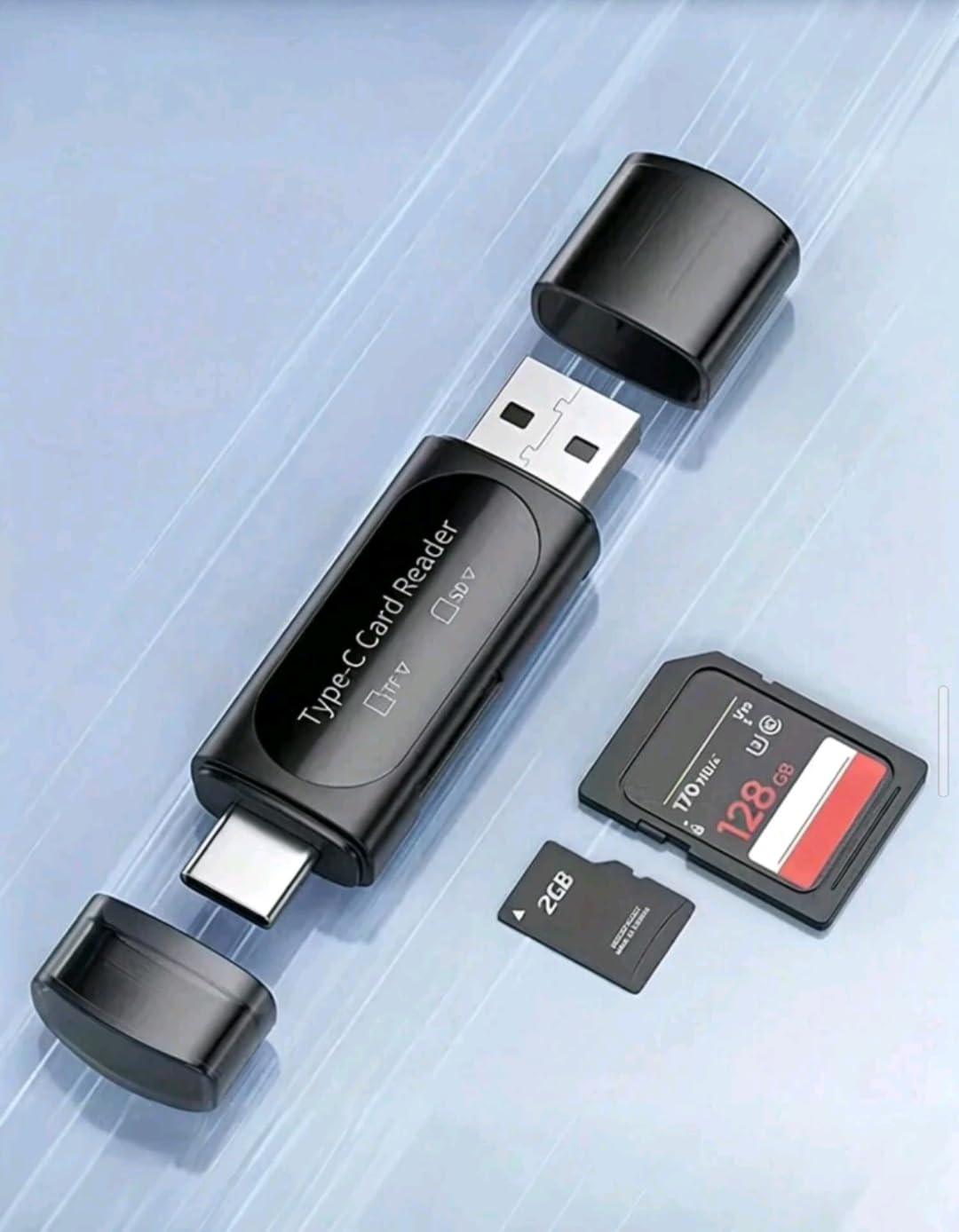 High-Speed Type-C Card Reader – USB 3.0, Dual Port SD/TF Memory Card Adapter, 5Gbps Data Transfer, Compatible with Laptops, Smartphones, and Tablets