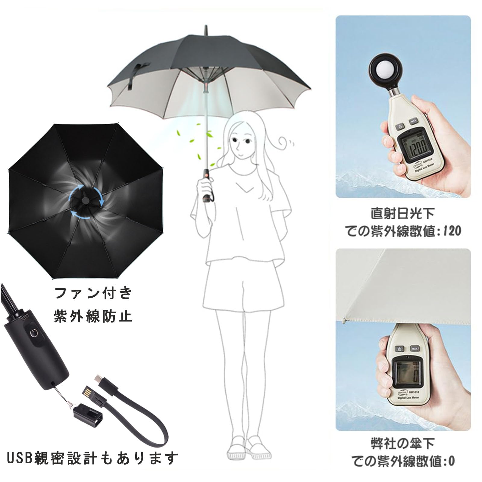 Amazon.co.jp: 折り畳み傘 ファンで涼む日傘 扇風機つき日傘 晴雨兼用 Amazon.co.jp: 折り畳み傘 ファンで涼む日傘 扇風機つき日傘 晴雨兼用