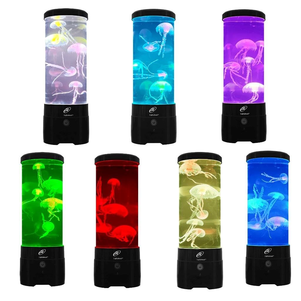 Lightahead Lampada a LED per acquario a meduse sensoriali con altoparlante Bluetooth e effetti di luce che cambiano colore, maestosa e in piedi alta 30,5 cm, media (30,5 cm di altezza)
