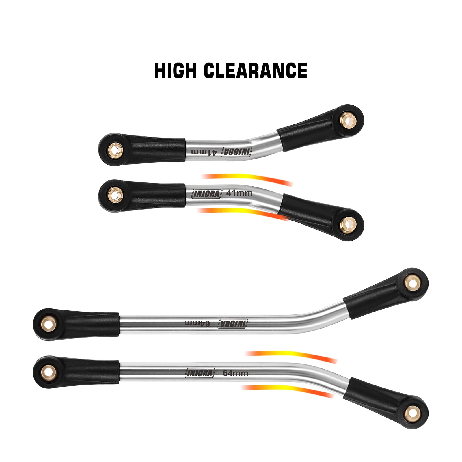 INJORA Stainless Steel High Clearance Chassis 4 Links Set for 1/24 Axial SCX24 GX470 Upgrade