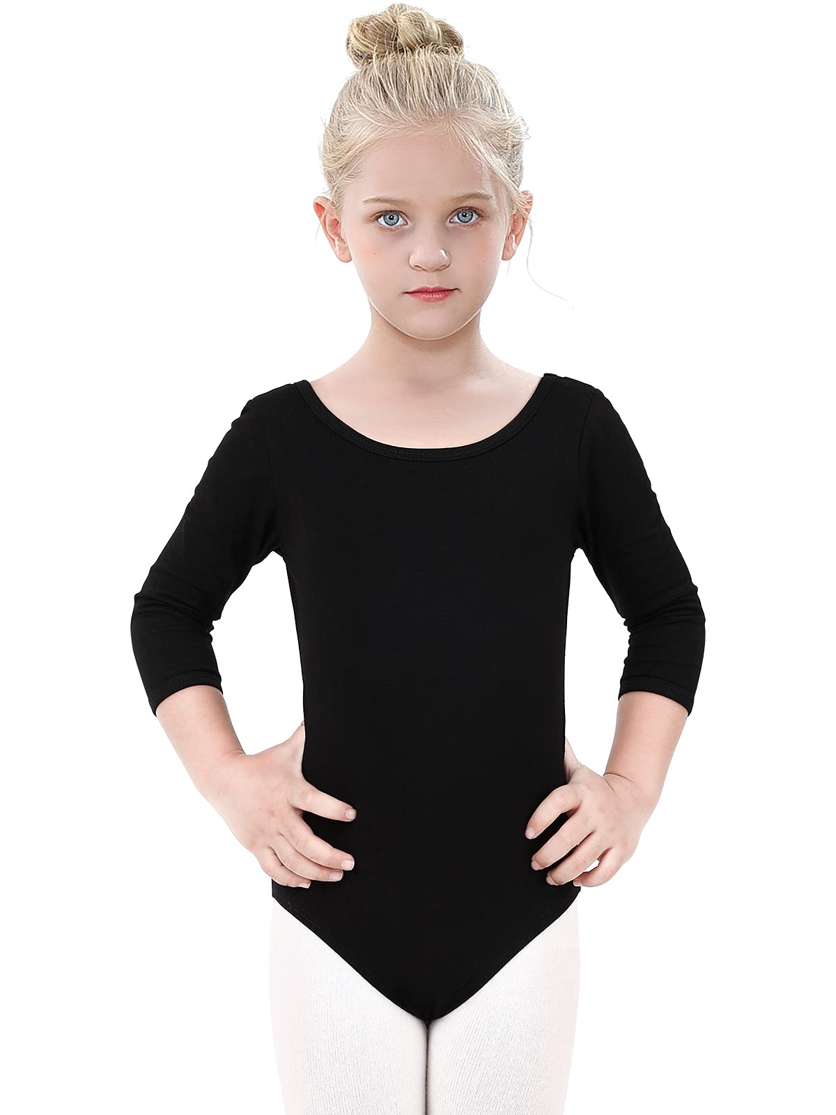 Kefiyis Ballet Leotard for Girls Cotton Dance Leotards Mesh Back Dance Tops Bodysuit Gymnastics Leotards for Toddler Kids 140-150