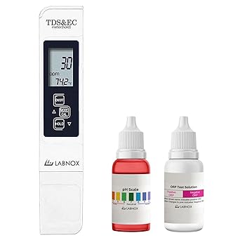 Labnox TDS EC Meter and pH Orp bottle for Water Testing Kit, Digital TDS EC Temperature Meter and Orp Ph drop for Water Quality Test