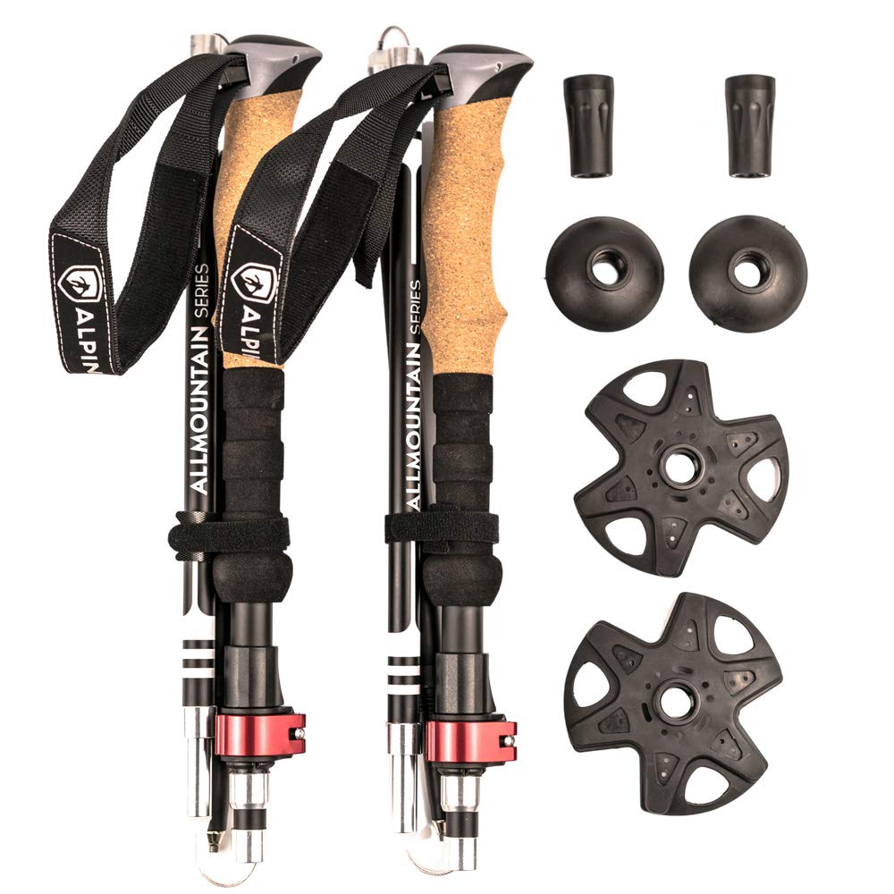 ALPIN LOACKERAluminium Folding Poles, Hiking stick with Cork Grip,Foldable Trekking Poles for Ski Touring, Hiking, Nordic Walking poles, walking sticks for women and men trekking pole