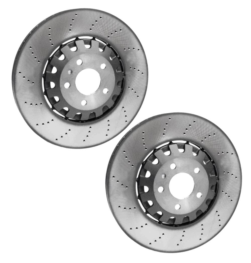 SHW Performance Pair Set of 2 Front 375mm Drilled Brake Disc Rotors for Audi