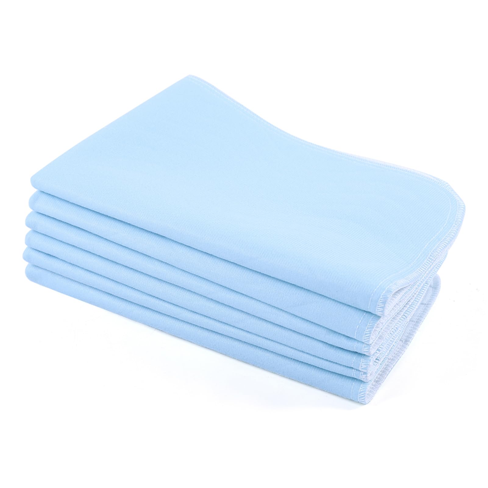 Generic Lot de 6 Serviettes Réutilisables et Lavables pour Incontinence Absorbant l'humidité pour Adultes, Bleu et Blanc, 45 Cm X 60 Cm