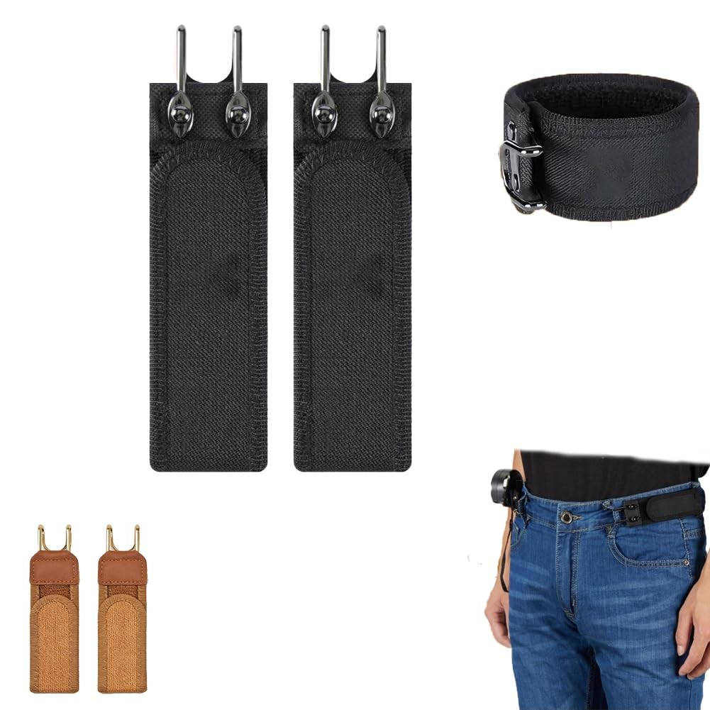 Homtrator Buckleless Belt Hook, 2PCS Tactical Metal Hook Elastic Belt, Comfortable and Easy To Use, Gifts for men, Valentine's Day gifts