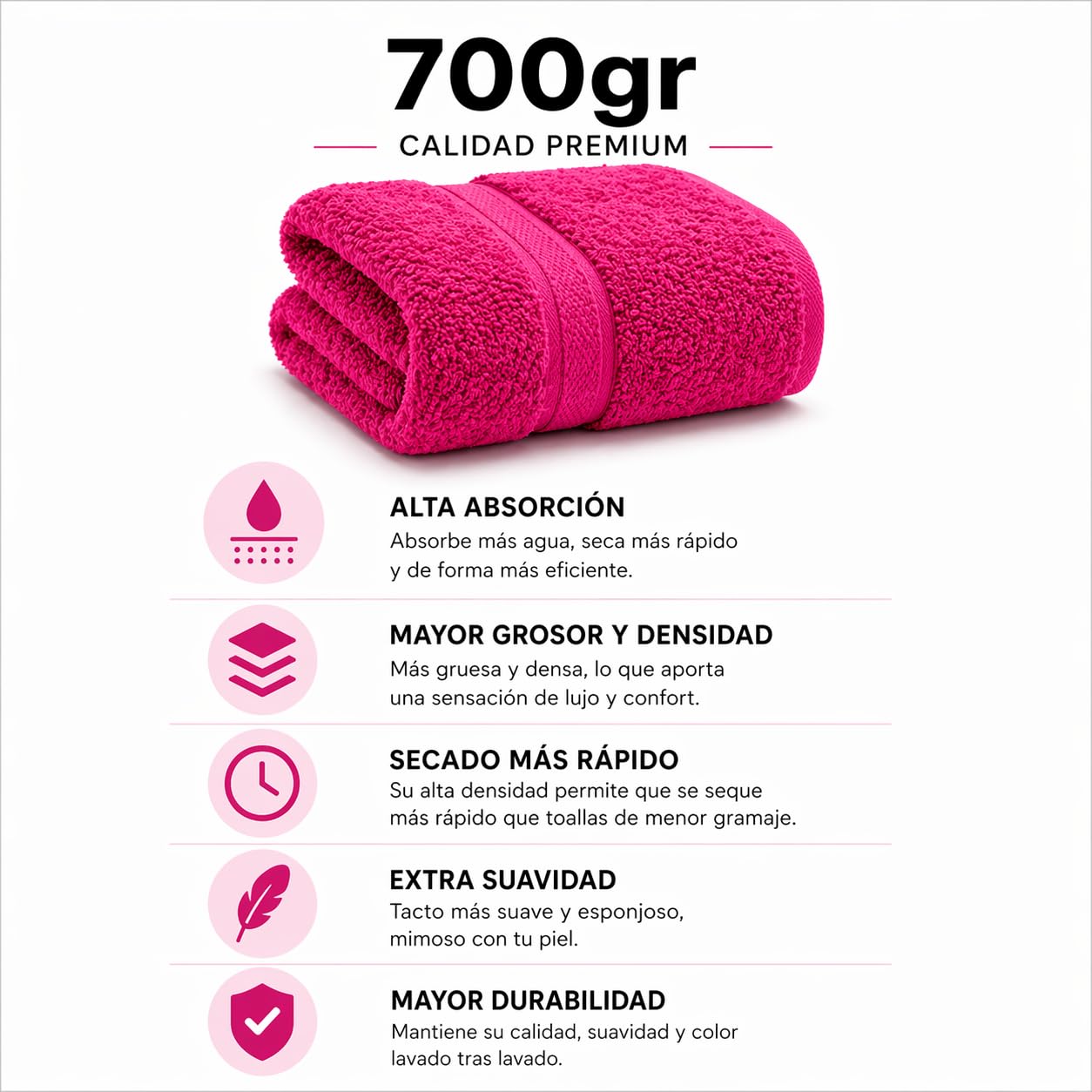 TRAMAS+ Pack 4 Toallas 100% Algodón 700 gr, Lavabo y Ducha
