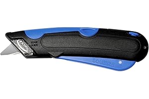 COSCO 091508 Easycut Cutter Knife with Self-Retracting Safety-Tipped Blade, Black/Blue- Best Box Cutter
