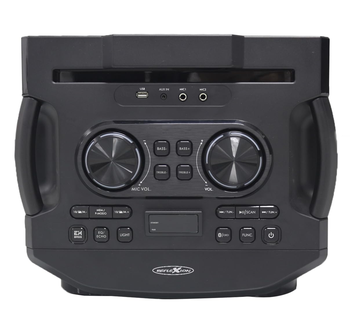 Jumbo PS25BT Party Speaker Bluetooth 5.3 con luce, funzione karaoke e microfono – Altoparlante portatile TWS 1200 W con LED da discoteca, USB, AUX, radio FM e ruote per eventi e attività all'aperto