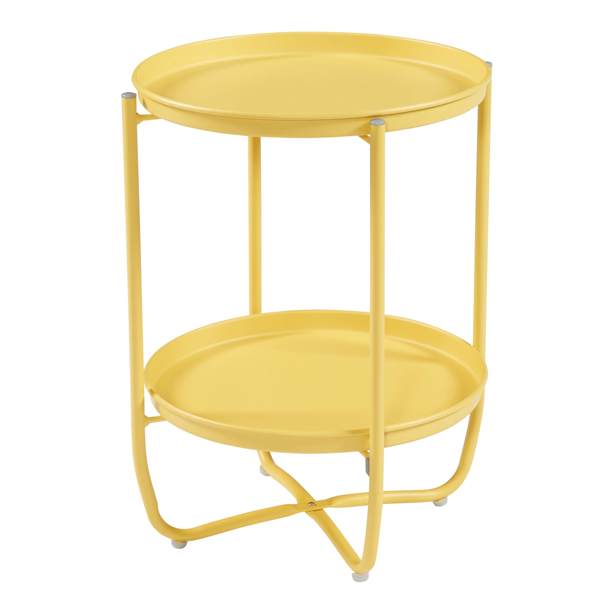 [en.casa] Table Basse avec Plateaux Ronds Amovibles Table d'Appoint pour Extérieur Intérieur Jardin Terrasse Balcon Table de Bistrot Design Intemporel Acier 58 x 40 cm Jaune