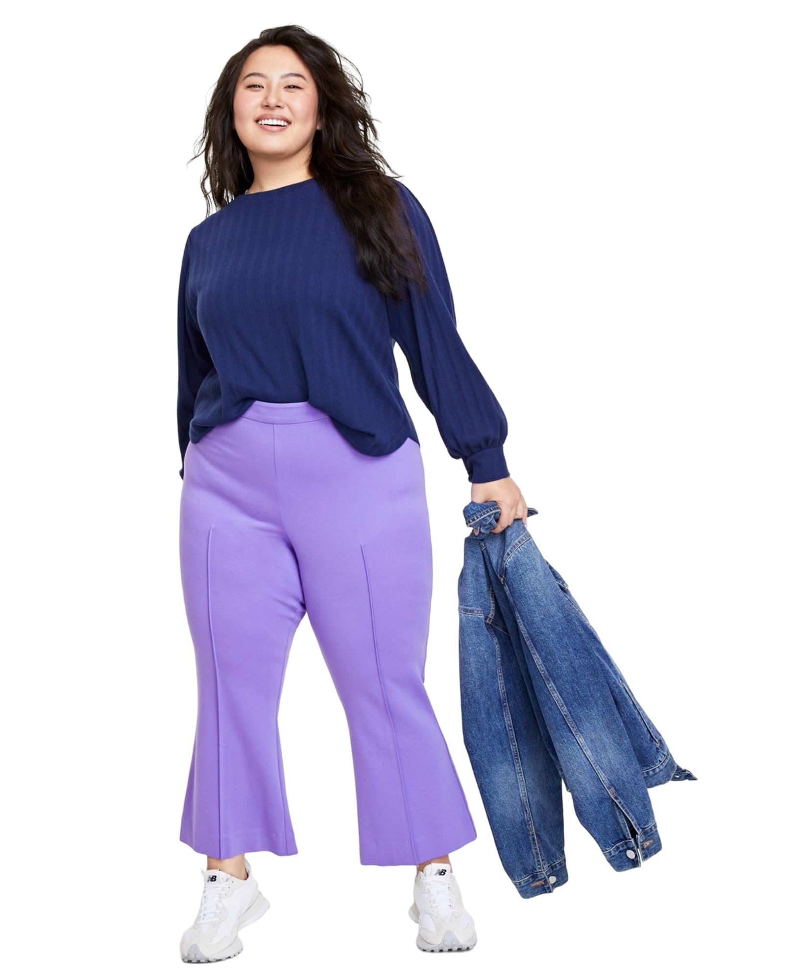 Trendy Plus Size Pont Kick-Flare Ankle Pants Regular and Short Length Bright Iris 0X