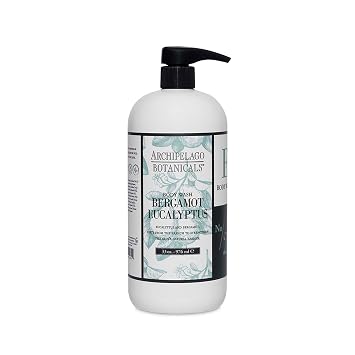 Archipelago Botanicals Bergamot Eucalyptus Body Wash, 33 oz | Rejuvenating and Hydrating Daily Wash, Made with 100% Natural Fragrance, Made without Parabens, Phthalates and GMOs