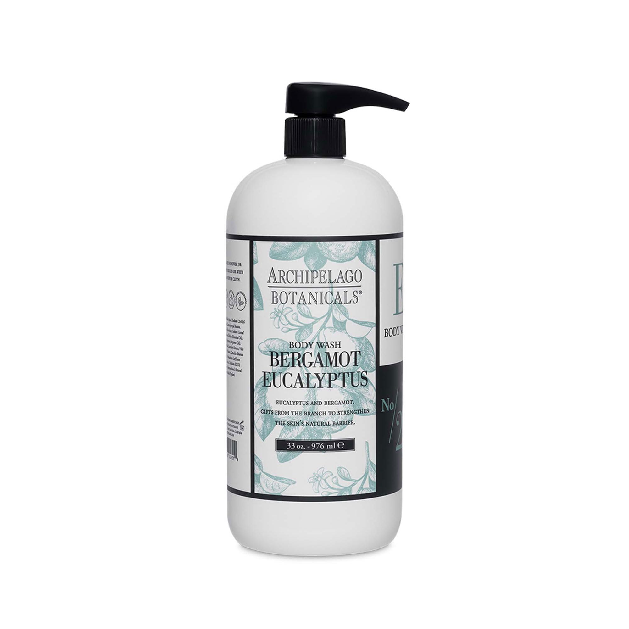 Archipelago BotanicalsBergamot Eucalyptus Body Wash, Rejuvenating and Hydrating Daily Wash, Made with 100% Natural Fragrance, Made without Parabens, Phthalates and GMOs (33 oz)