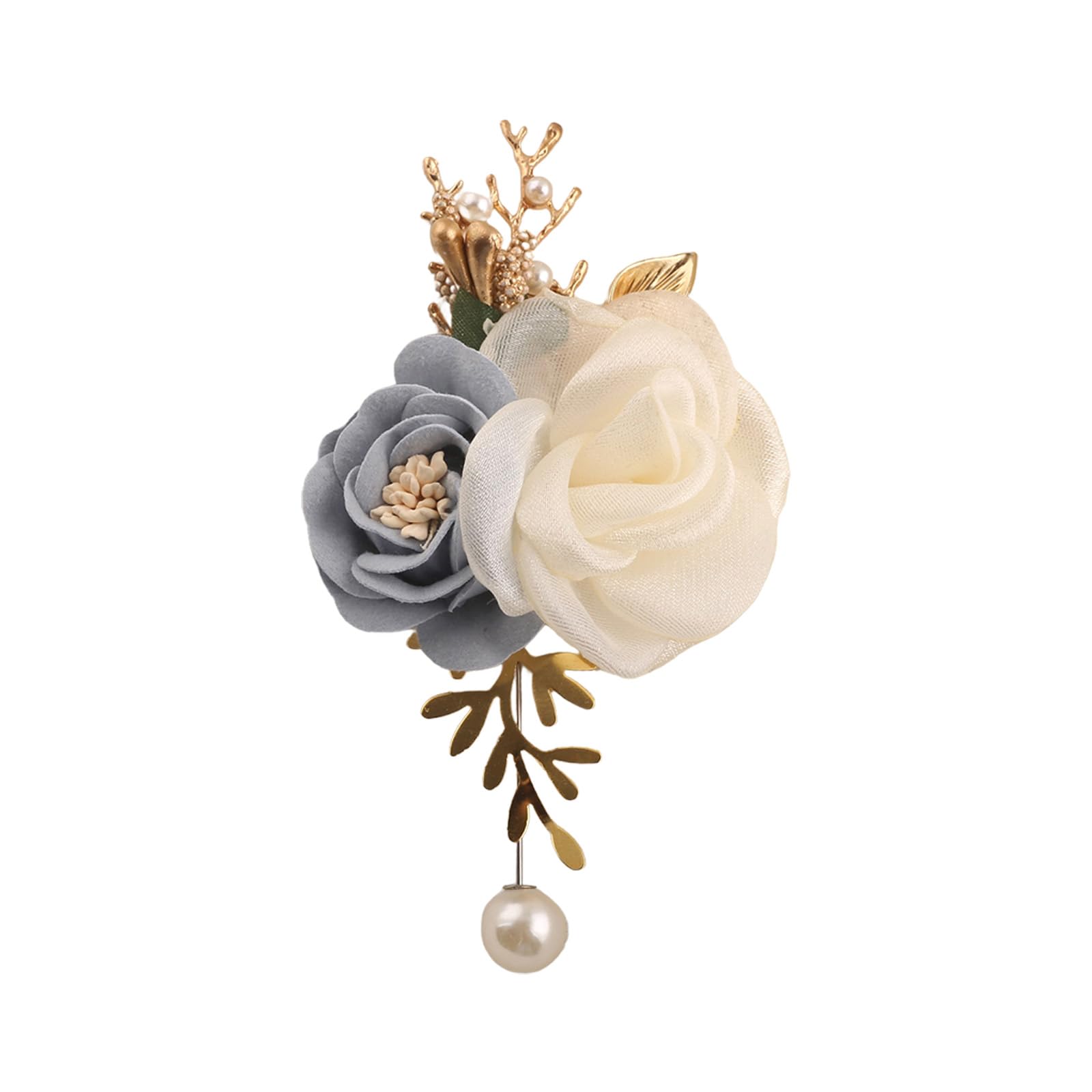 Msioytog Realistic Silk Flower Wedding Corsage Boutonniere Chest Flower for Bride Formal Event Wedding Guest Accessory Bridal Corsage