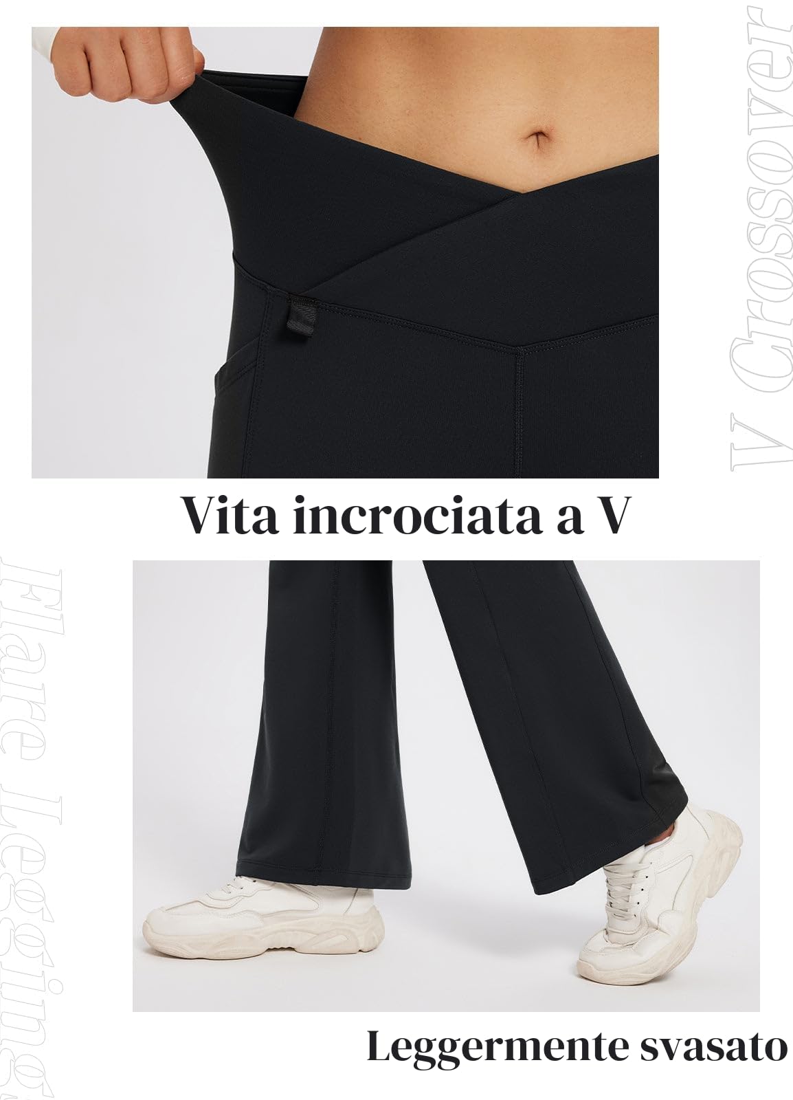 baleaf Pantaloni invernali da donna foderati in pile, termici, resistenti all'acqua, incrociati, leggings svasati, caldi, bootcut, escursionismo, attività all'aperto