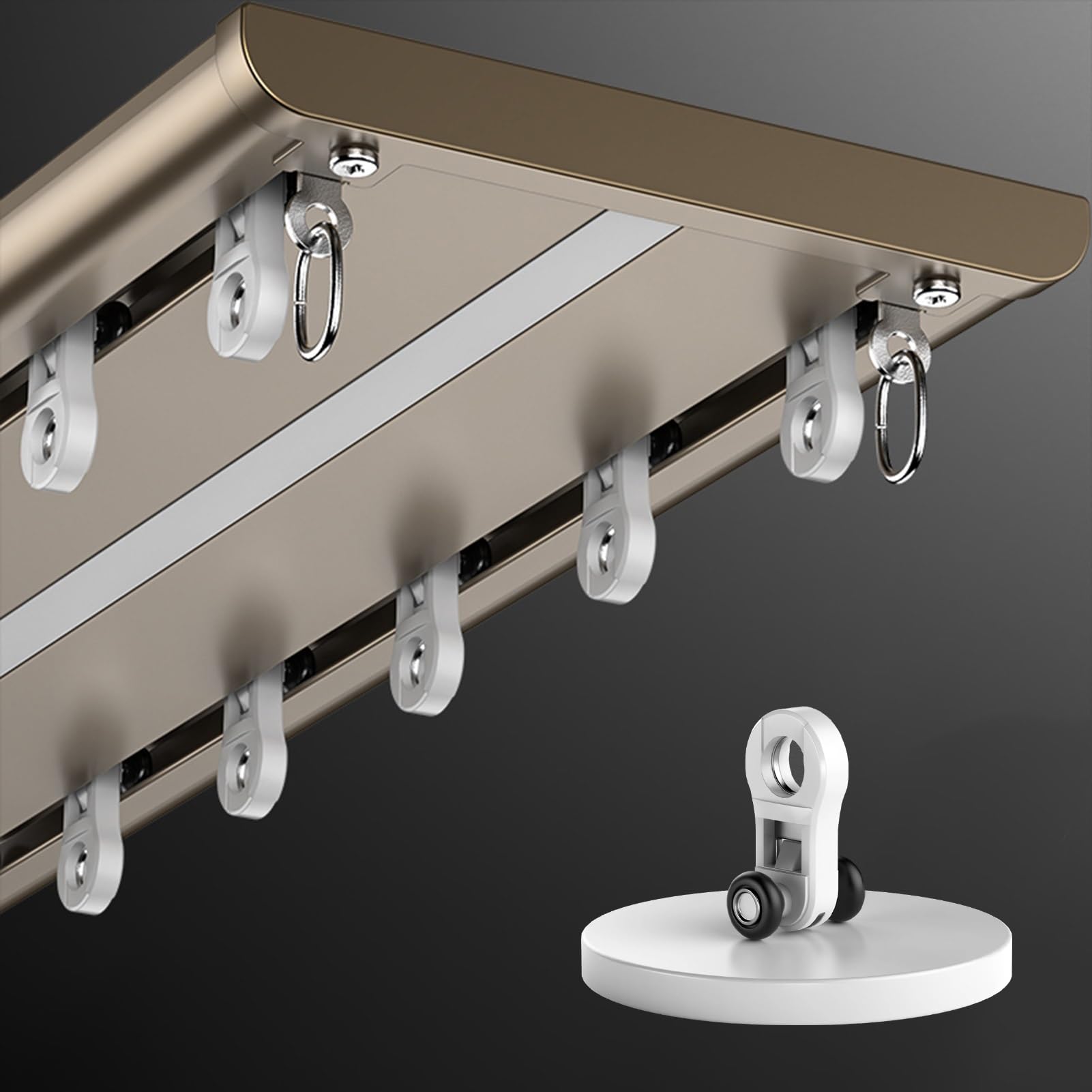 Rail de Rideau de Plafond Double en Aluminium Champagne de 5 m