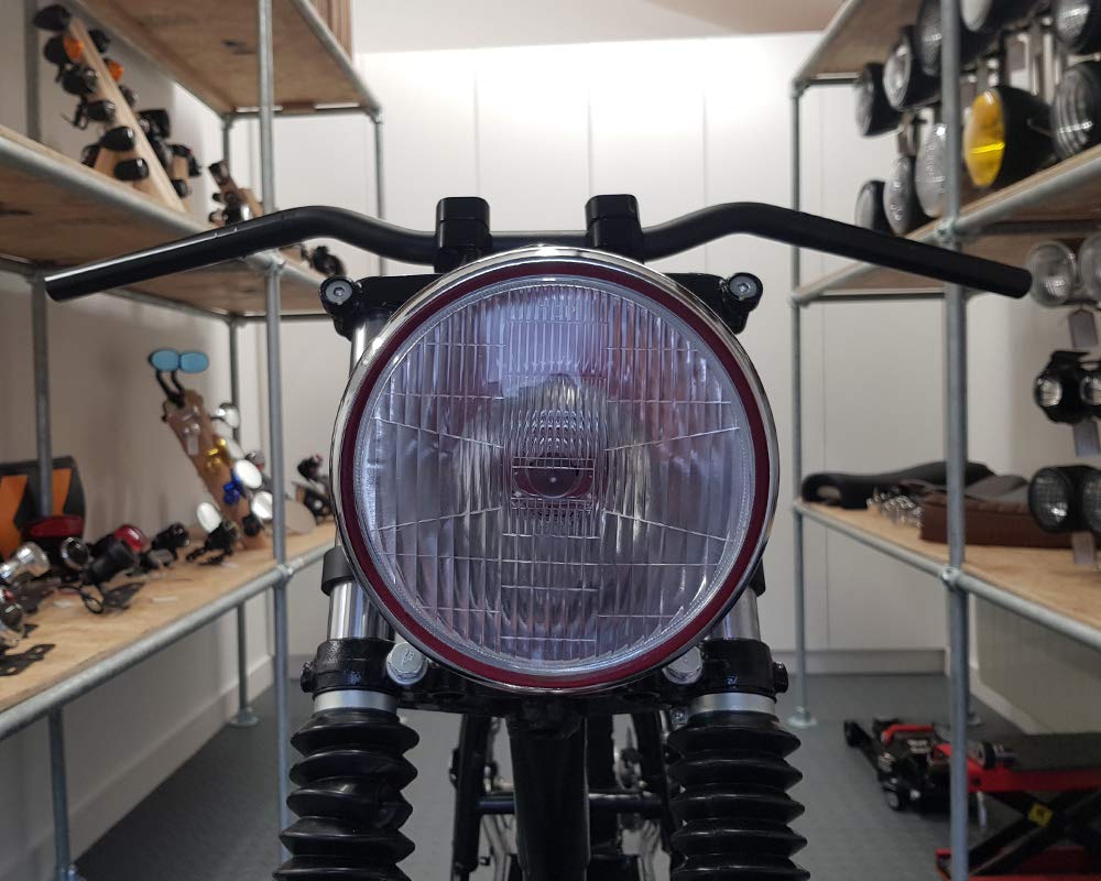 6 3/4" 6,75" reflektor motocyklowy - stal chromowana - żarówka 12 V 55 W do retro projektu Cafe Racer, rower uliczny, skrobak