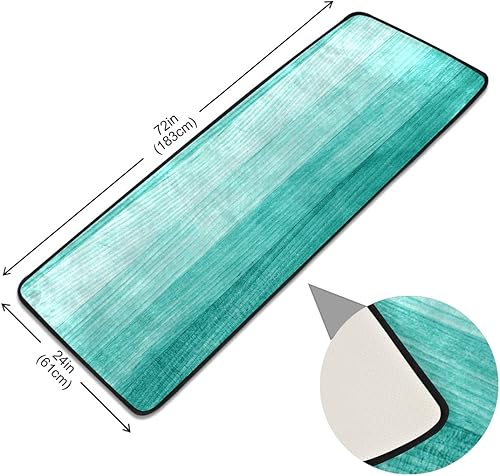 Miniatura 2 de Alfombra de pasillo de madera verde turquesa, verde, antideslizante, alfombra de cocina, alfombra de área suave, alfombra de baño para baño,