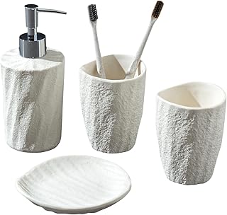 Bathroom Accessories Set, 4 PCS Modern Stone Look Bathroom Accessory Set...