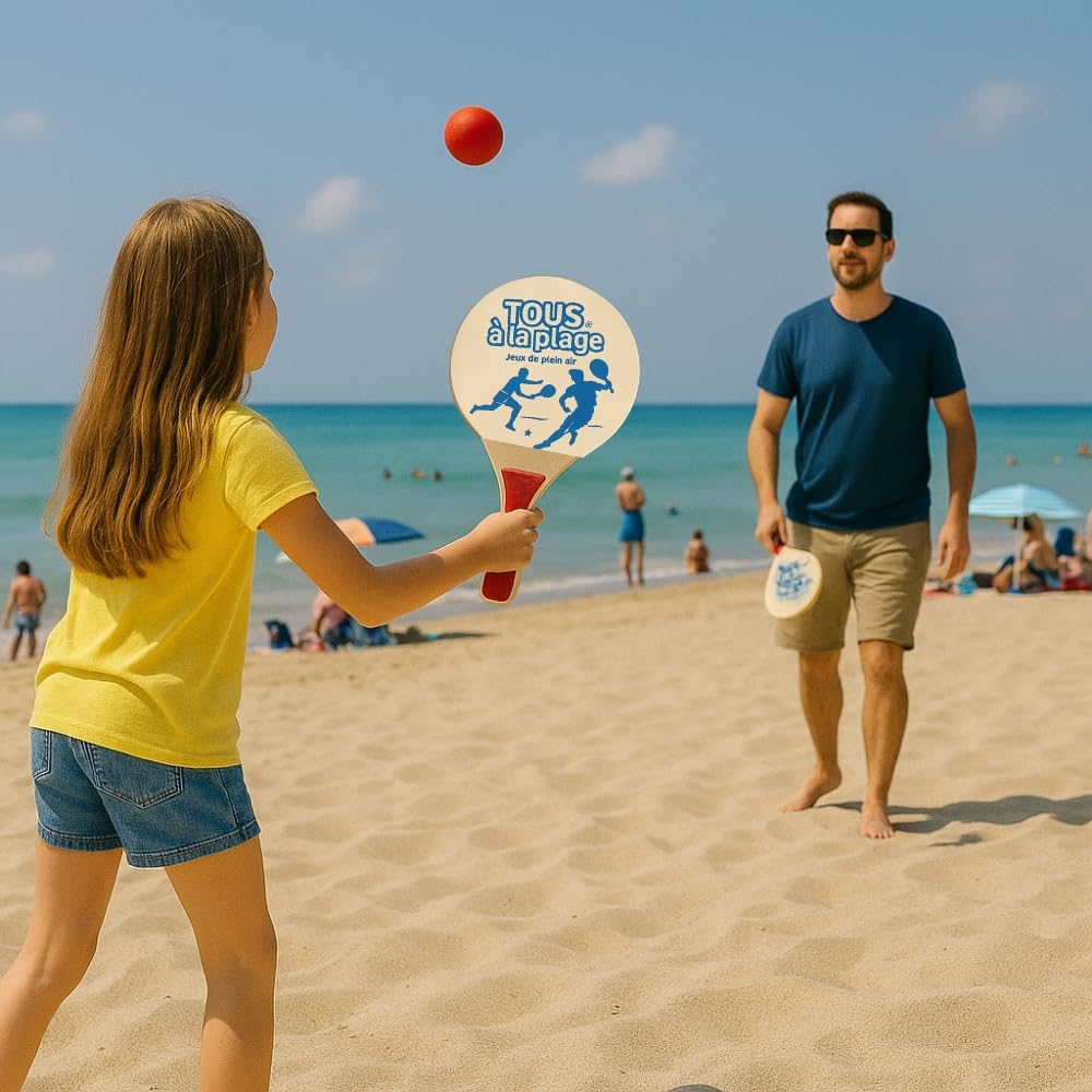 Set Van 2 Houten Strandrackets + 2 Ballen – Lichtgewicht Zomerspel Voor Kinderen En Volwassenen – Ideaal Voor Strand En Tuin
