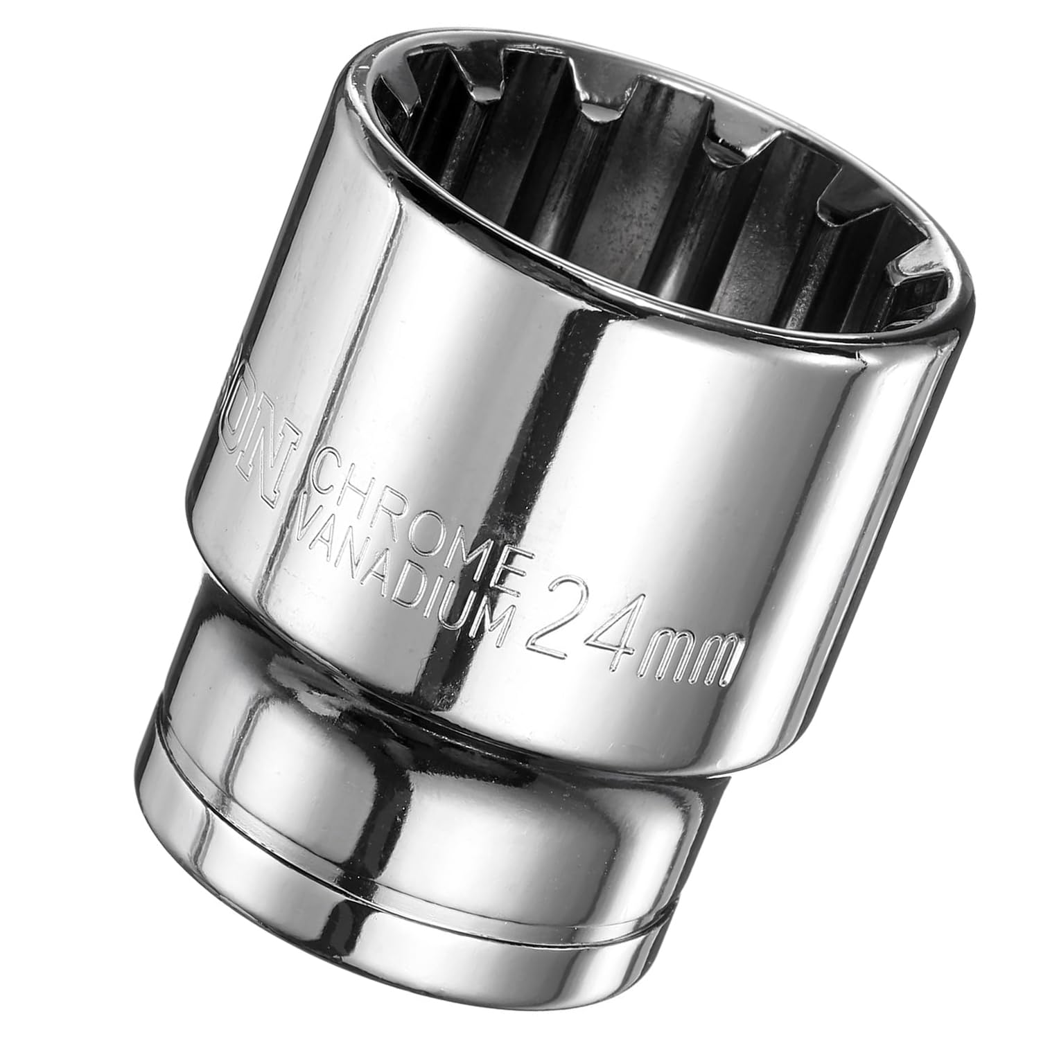 TA-VIGOR 12 Point Socket 1/2" Drive by 24mm Metric Shallow Socket Chrome Vanadium Steel, 1/2 Sockets with Polished Chrome Finish for Ratchet Wrench, Mechanical Maintenance DIY Tool