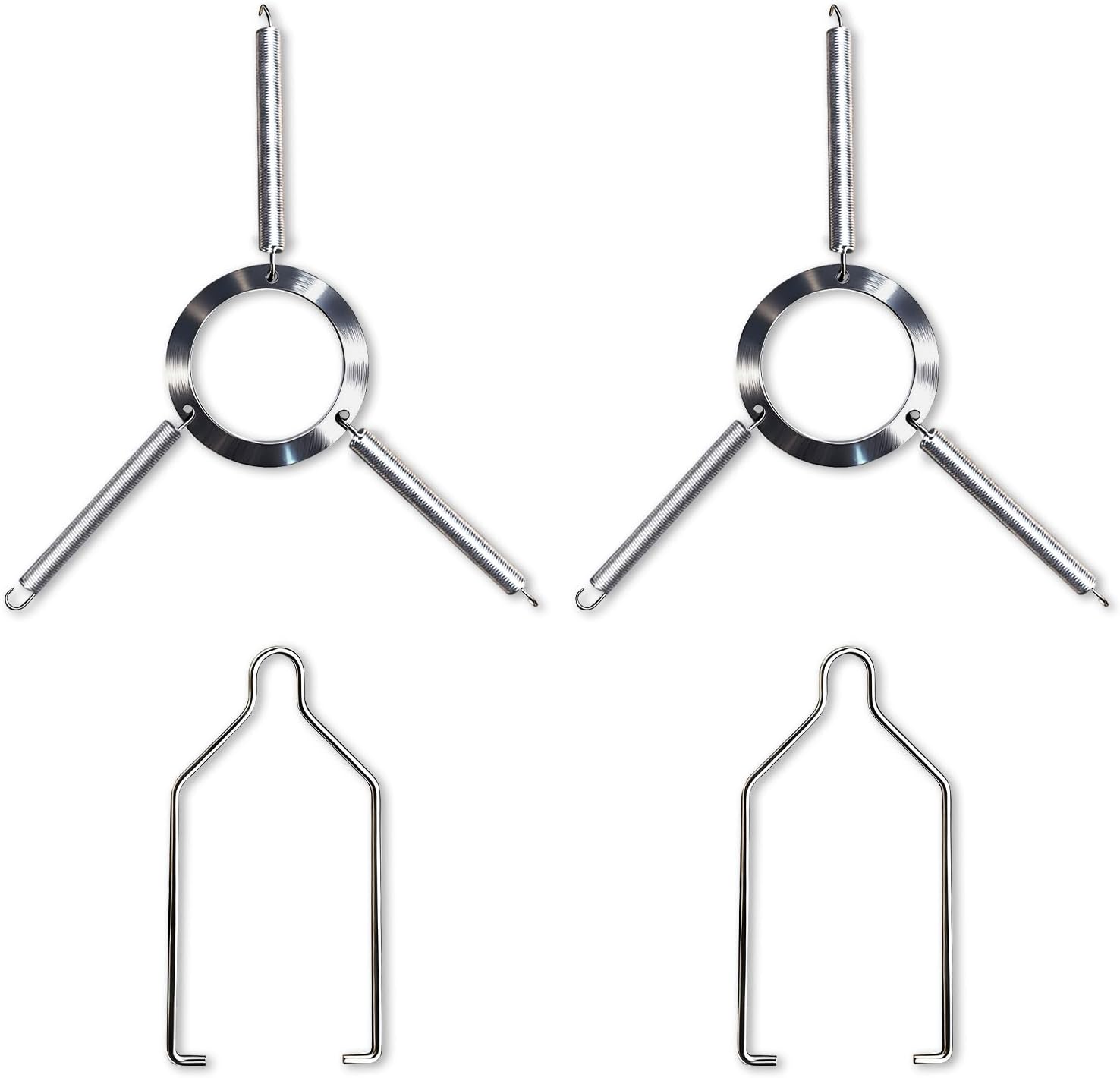 4pcs Reptile Heat Lamp Clips & Hangers Kit - 2x Spring Clips + 2x Dual Lamp Stands for 5.5"/8.5" Domes, Secure Mounting for Terrarium UVB/Heating Lights, Glass Habitat Accessories Stainless Steel