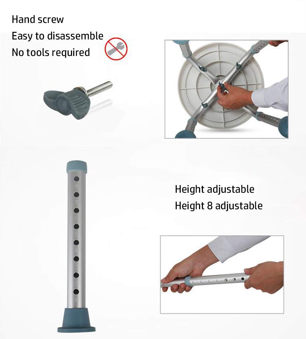 Silla de baño/Ducha giratoria de 360 Grados Taburete de Ducha Giratorio Ajustable en Altura, Banco de Asiento con Puntas de Goma Antideslizantes Silla de Seguridad para bañera para