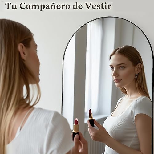 Miniatura 4 de HARRITPURE 64"x21" Espejo de longitud completa con parte superior arqueada, espejo independiente, para inclinar y montar en la pared, marco