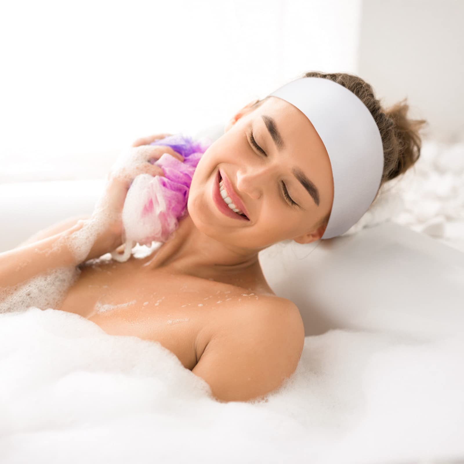 Jednorazowe opaski na głowę do spa, 128 sztuk, rozciągliwe, nietkane, do twarzy, miękka opaska do pielęgnacji skóry, z wygodnym zapięciem, dla kobiet, dziewcząt, salonów, białe