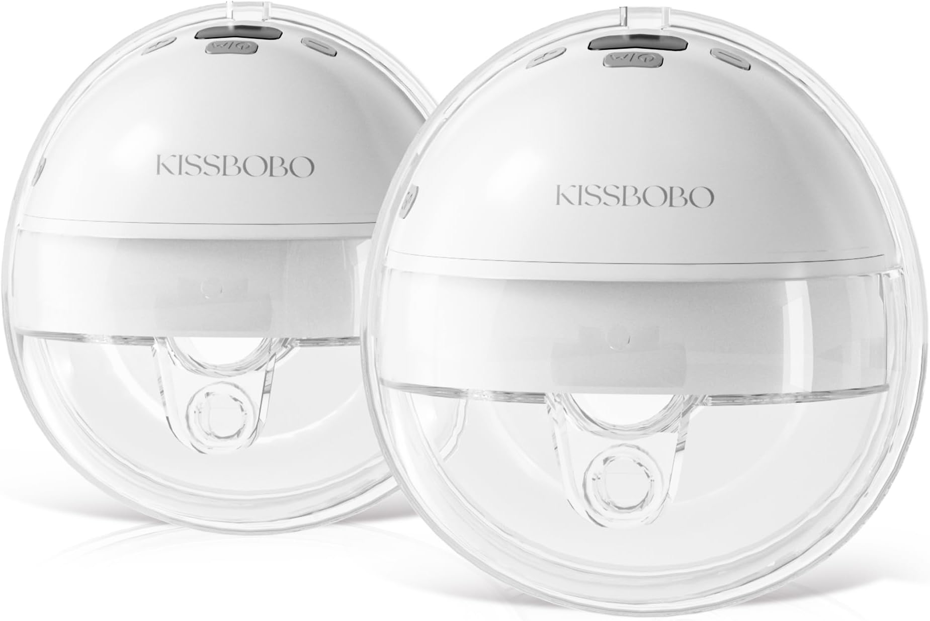 KISSBOBO Electric Breast Pump, Hands-Free, 4 Modes, 19 Levels, High Efficiency Milk Pump, Strong 320mmHg Suction, Electric Breast Pump, Quiet Design (White/2 Pieces)