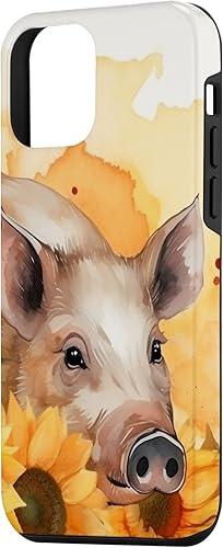 Miniatura 2 de iPhone 12 mini Pig Animal Lover Watercolor Sunflower Cute Pig Case