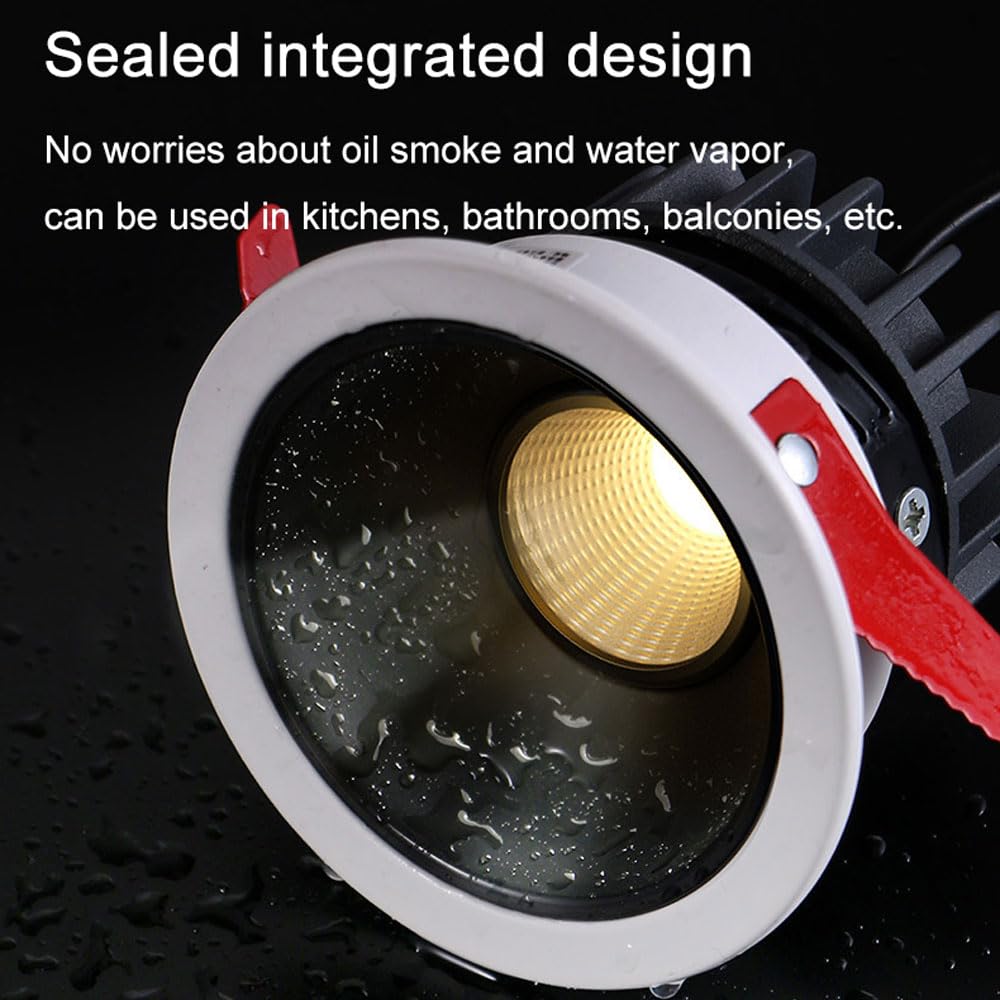 Foco empotrable LED de Aluminio Negro con ángulo de iluminación Ajustable de 30°, 12 Unidades, Foco de Techo LED de 10 W y 3 Colores Regulables, Foco empotrable LED, Foco,