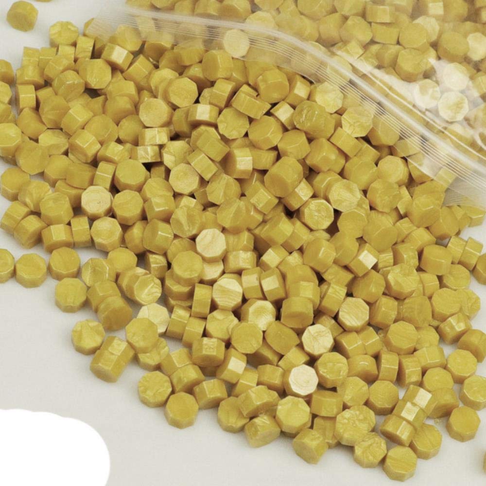 500 g ośmiokątna farba uszczelniająca wosk uszczelniający granulat DIY pudełko prezentowe zaproszenie ślubne biuro winogrona butelka wina pieczęć wosk 1450 szt. - jasnożółty