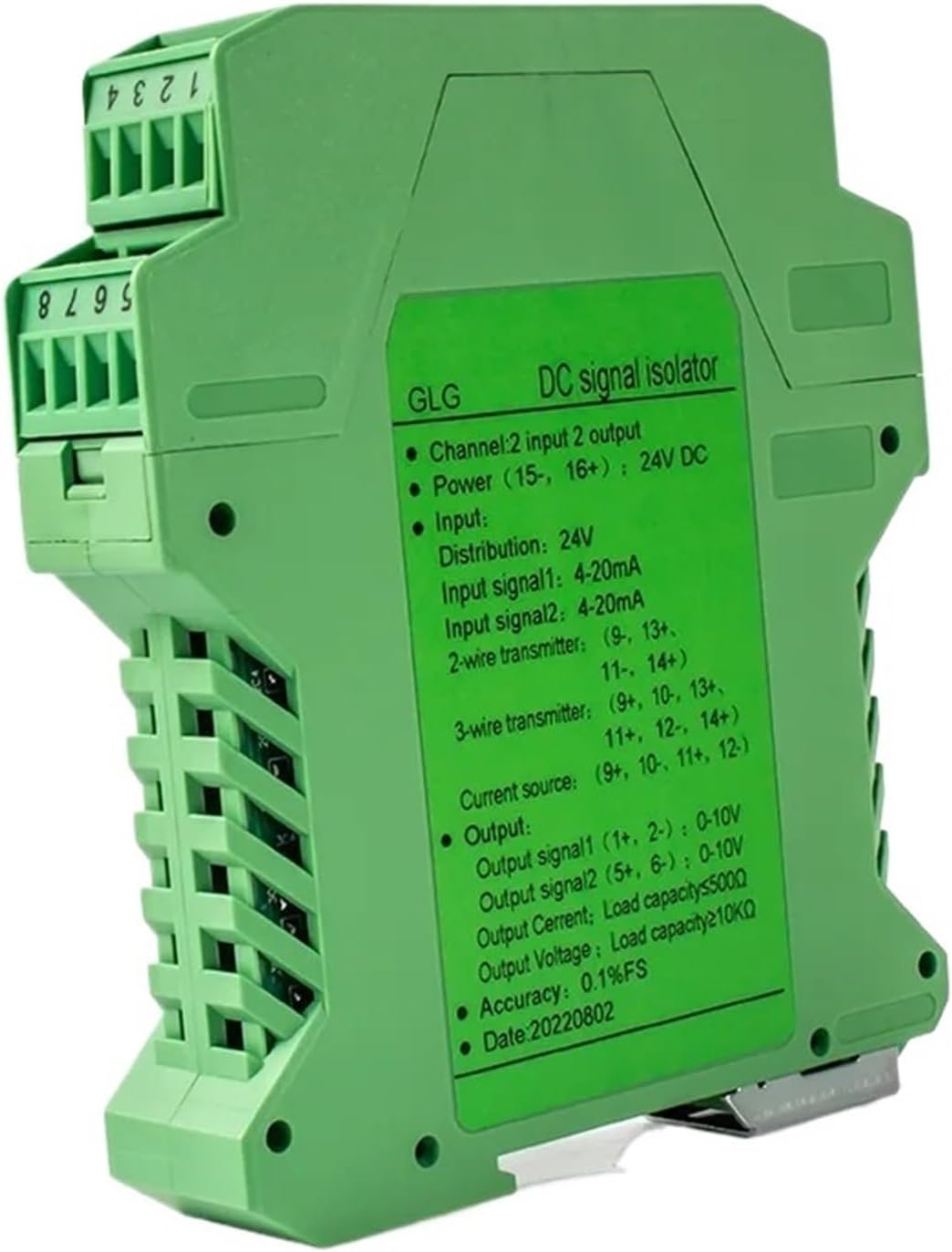 4 20mA Signal Isolator 1 in 1 Out Analog Signal Isolator 0 to 20mA 4 to 20mA 0-10V 0-5V RS485 Signal Converter Isolator(Input 4-20MA_Output 0-10V_DC24V)