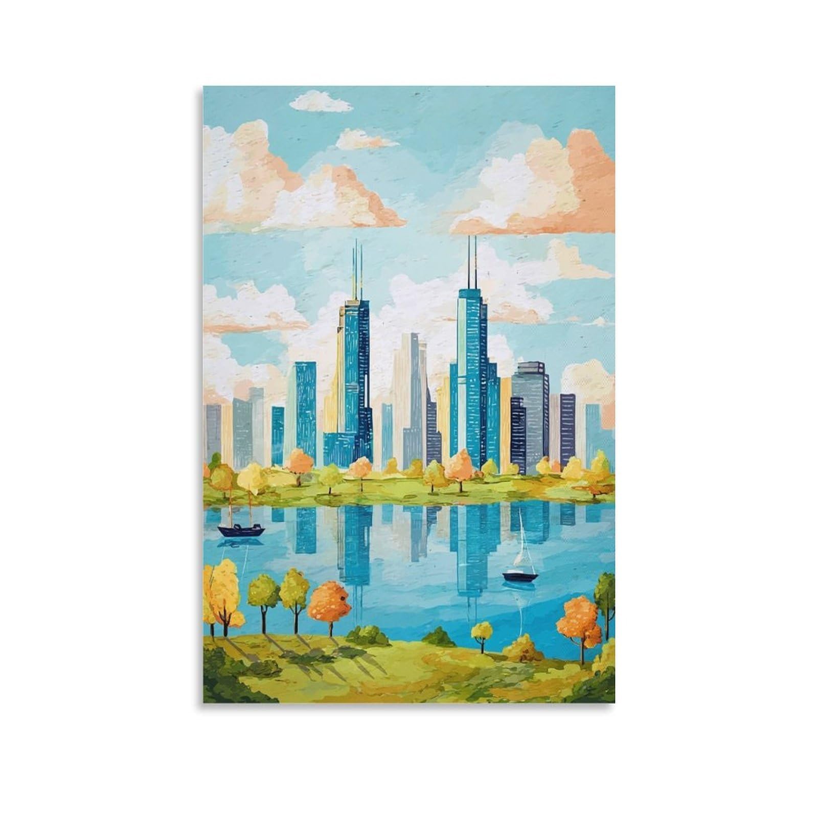 ZBBGGOZ Montreal Poster 24x36inch(60x90cm) Vintage Watercolor Canvas Art