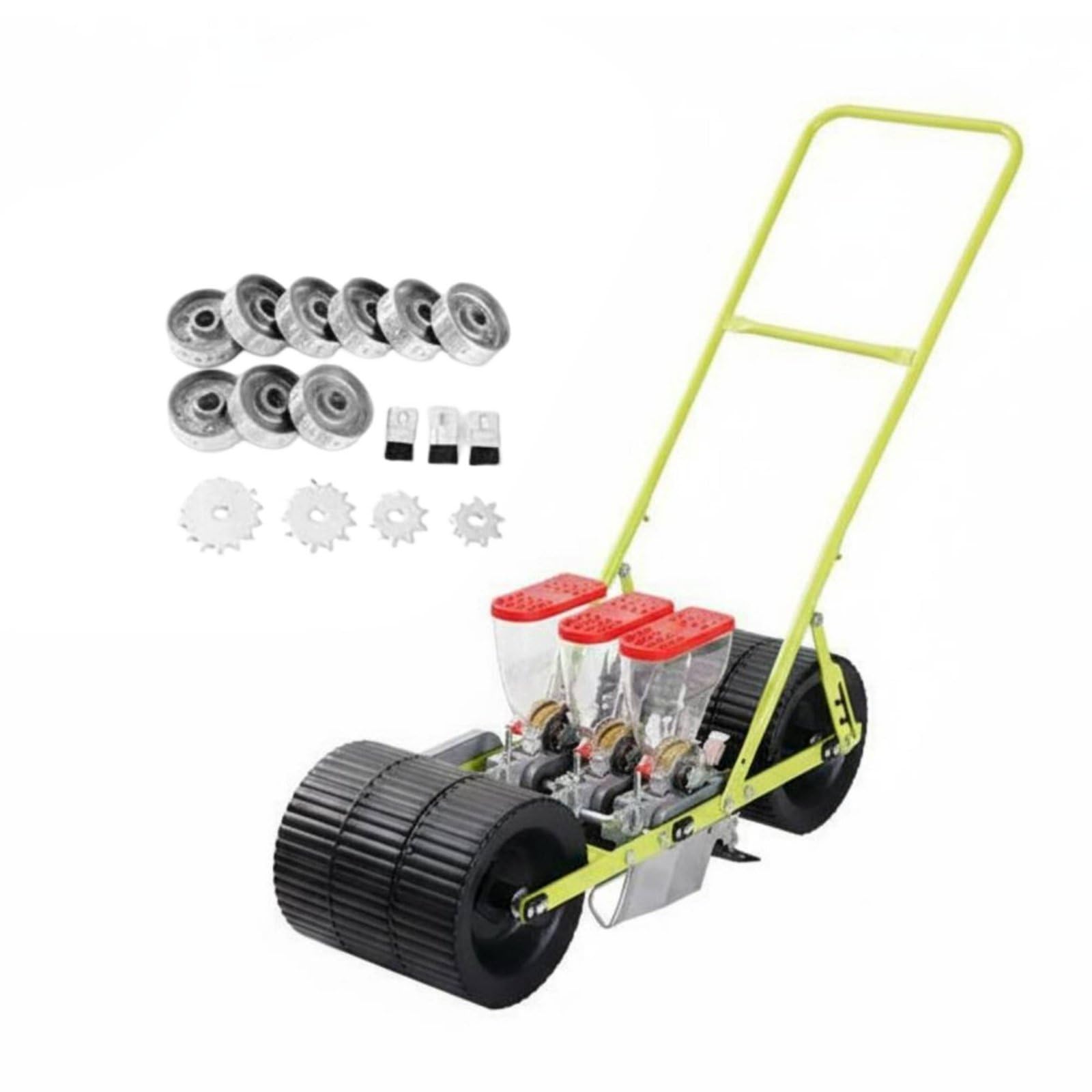 Sembradora de Manual Sembradora Sembradora de Jardín Sembradora de Precisión con Separación y Profundidad Ajustables Distribución Constante y Placa, 3 Filas